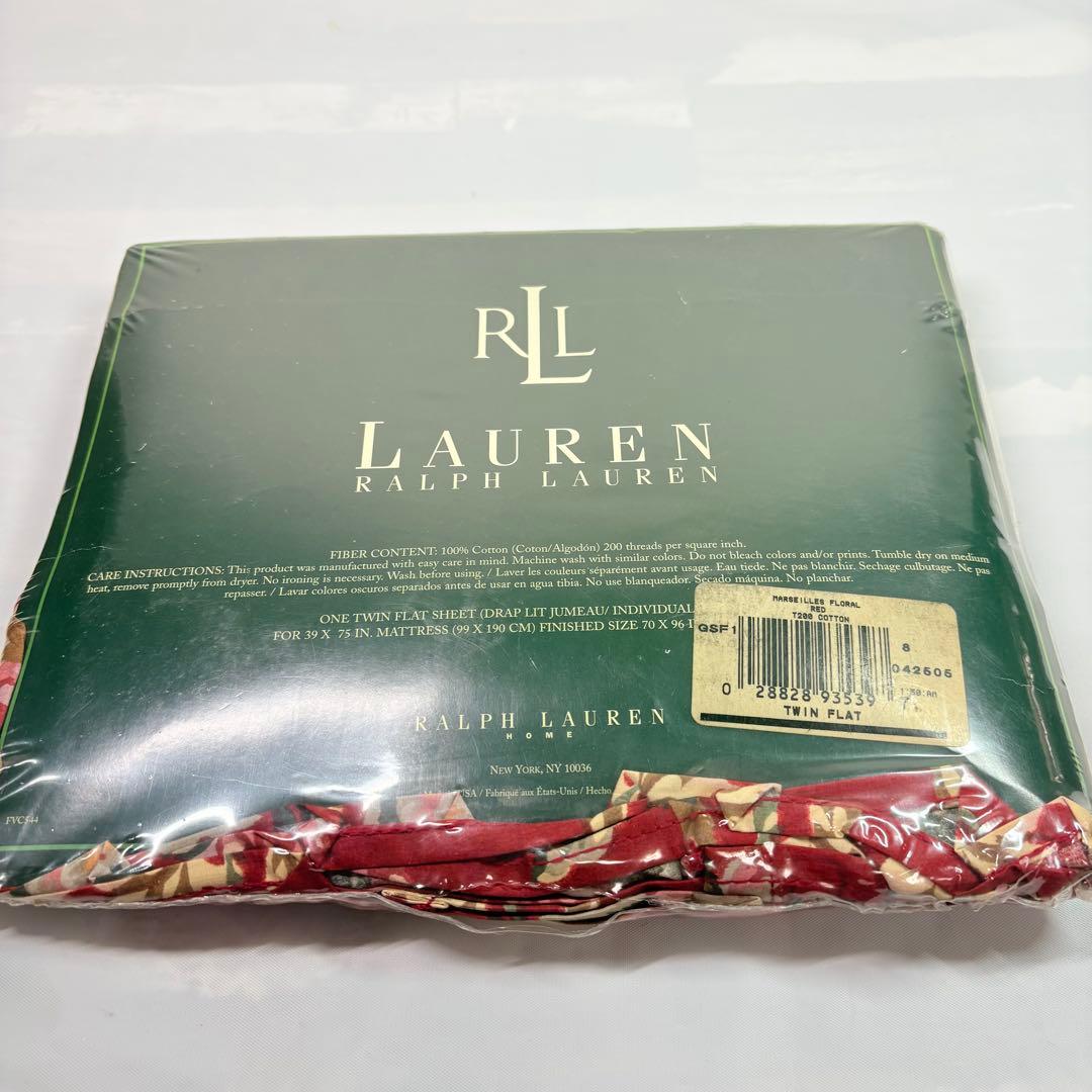 Ralph Lauren ワンツインフラットシーツ 花柄 レッド　USA製
