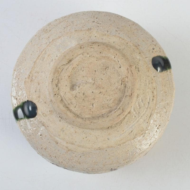 茶道具　人間国宝　荒川豊蔵作　織部　茶碗　共箱　V　9619