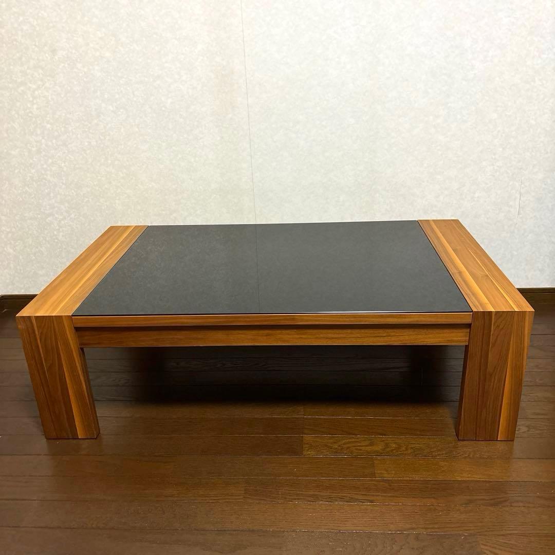 【美品】Hulsta ローテーブル ウォールナット ブラックガラス