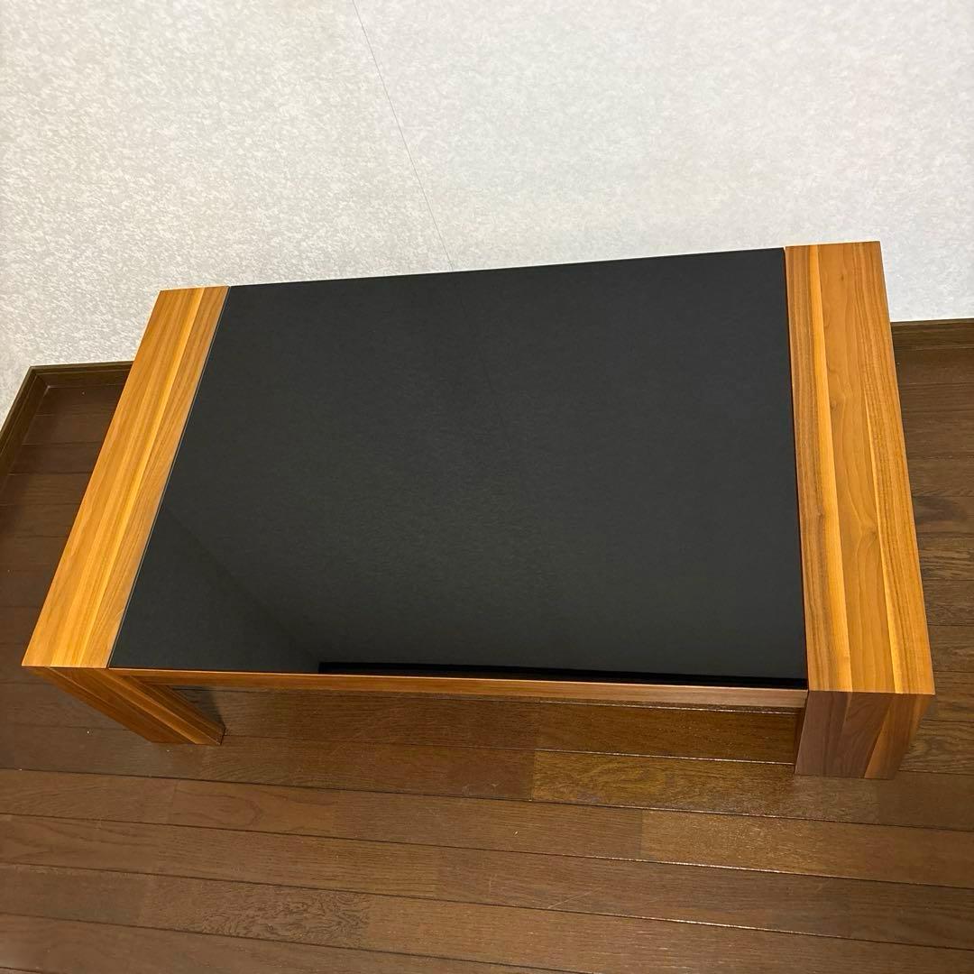 【美品】Hulsta ローテーブル ウォールナット ブラックガラス