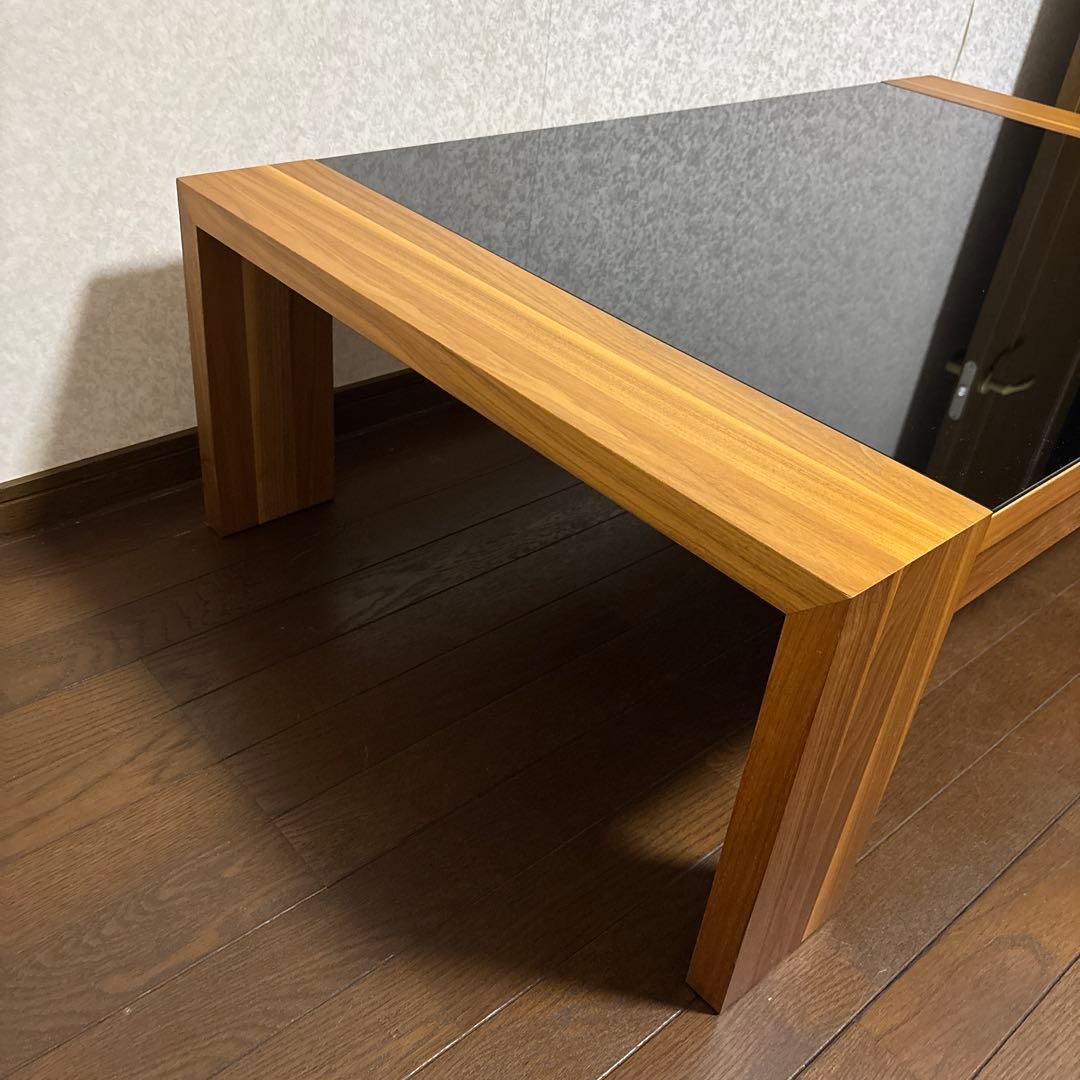 【美品】Hulsta ローテーブル ウォールナット ブラックガラス