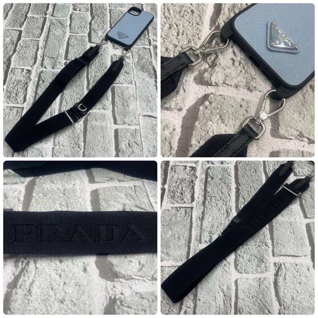 美品付属完備IC搭載✨プラダ iPhone14/15plus 三角 サフィアーノ