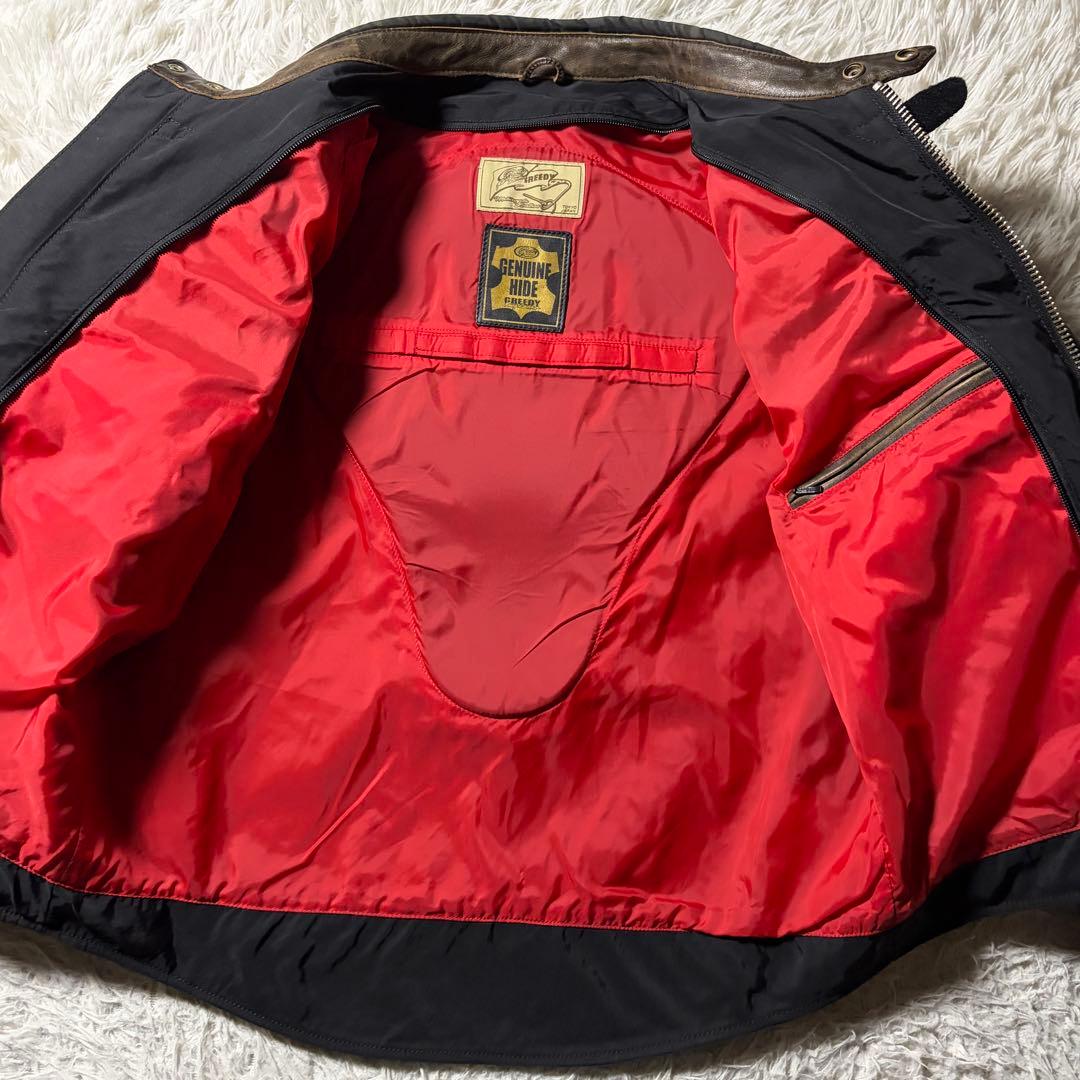 【雰囲気抜群】バイクウェア　プロテクター・ライナー付き　ブラック　本革　3L