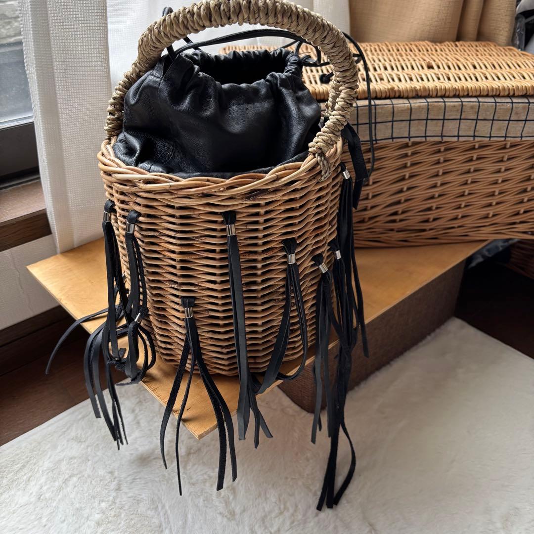 美品　LUDLOW ラドロー フリンジバスケット 黒