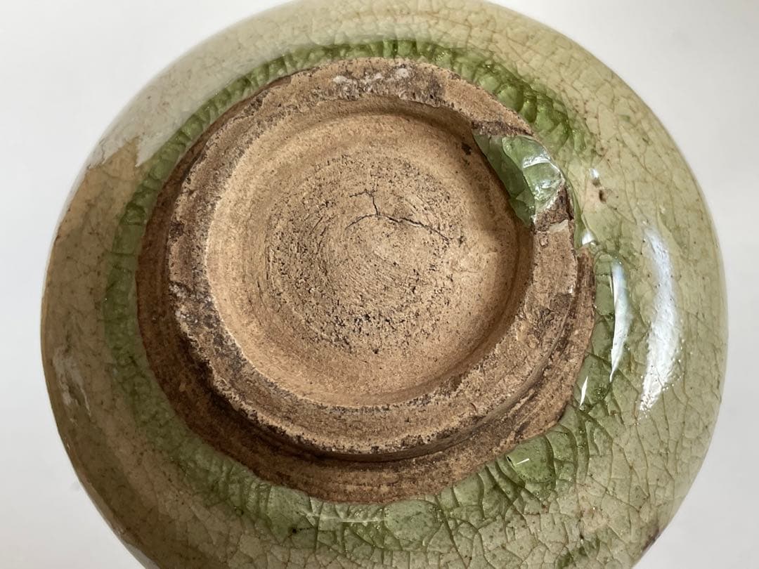 骨董　アンティーク　黄瀬戸　茶碗　金継ぎ　御深井焼　共箱　銘雨後