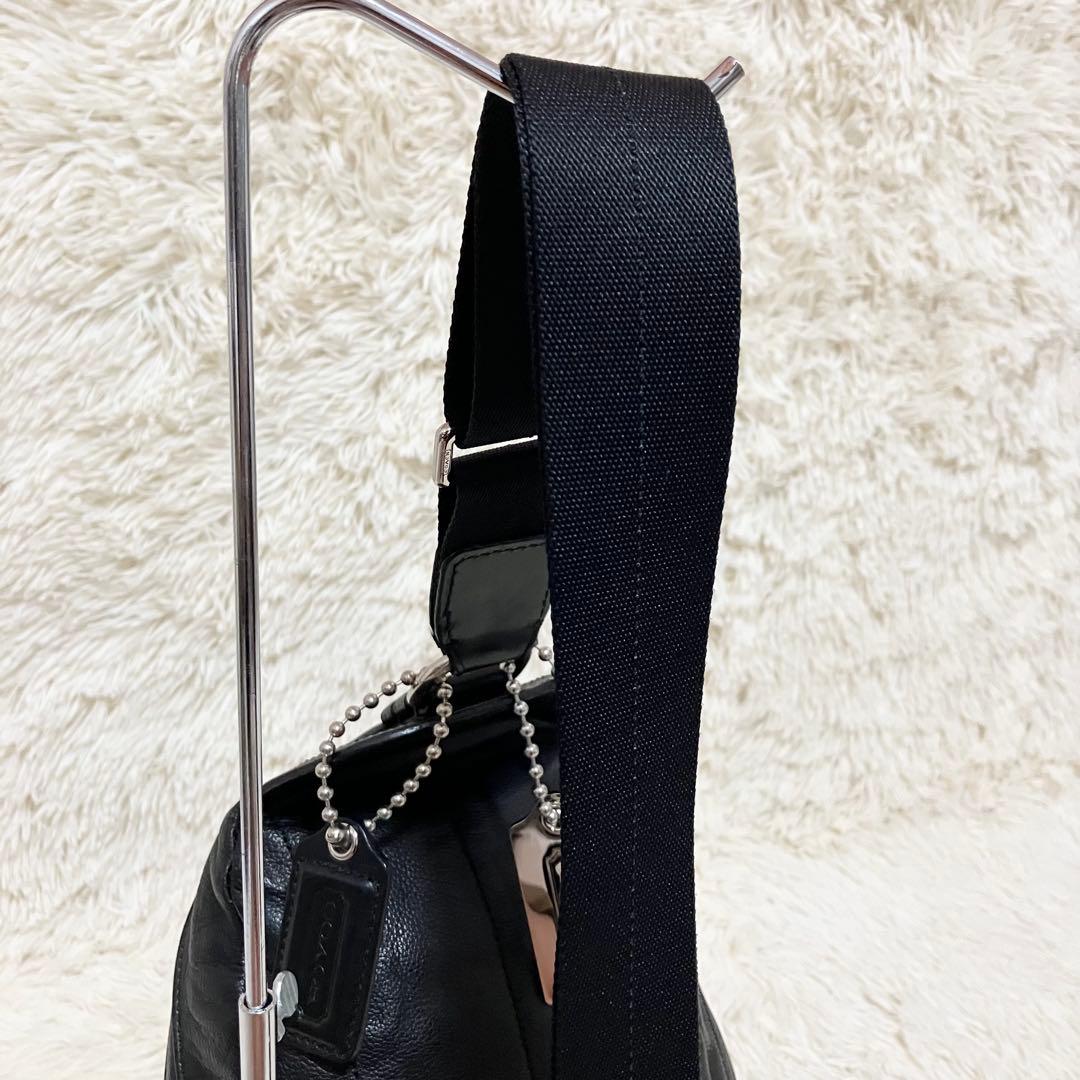 【美品】COACH ボディバッグ クロスボディ レザーブラック