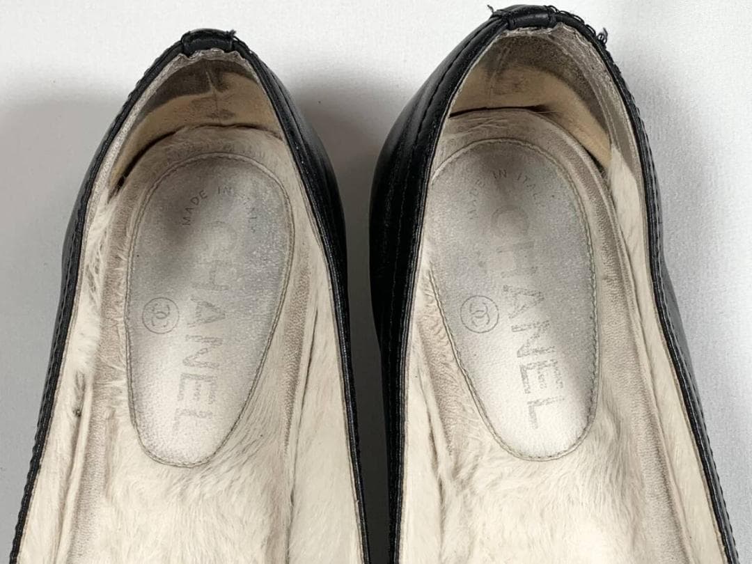 【正規】美品 シャネル CHANEL ココマーク レザー フラットシューズ 39