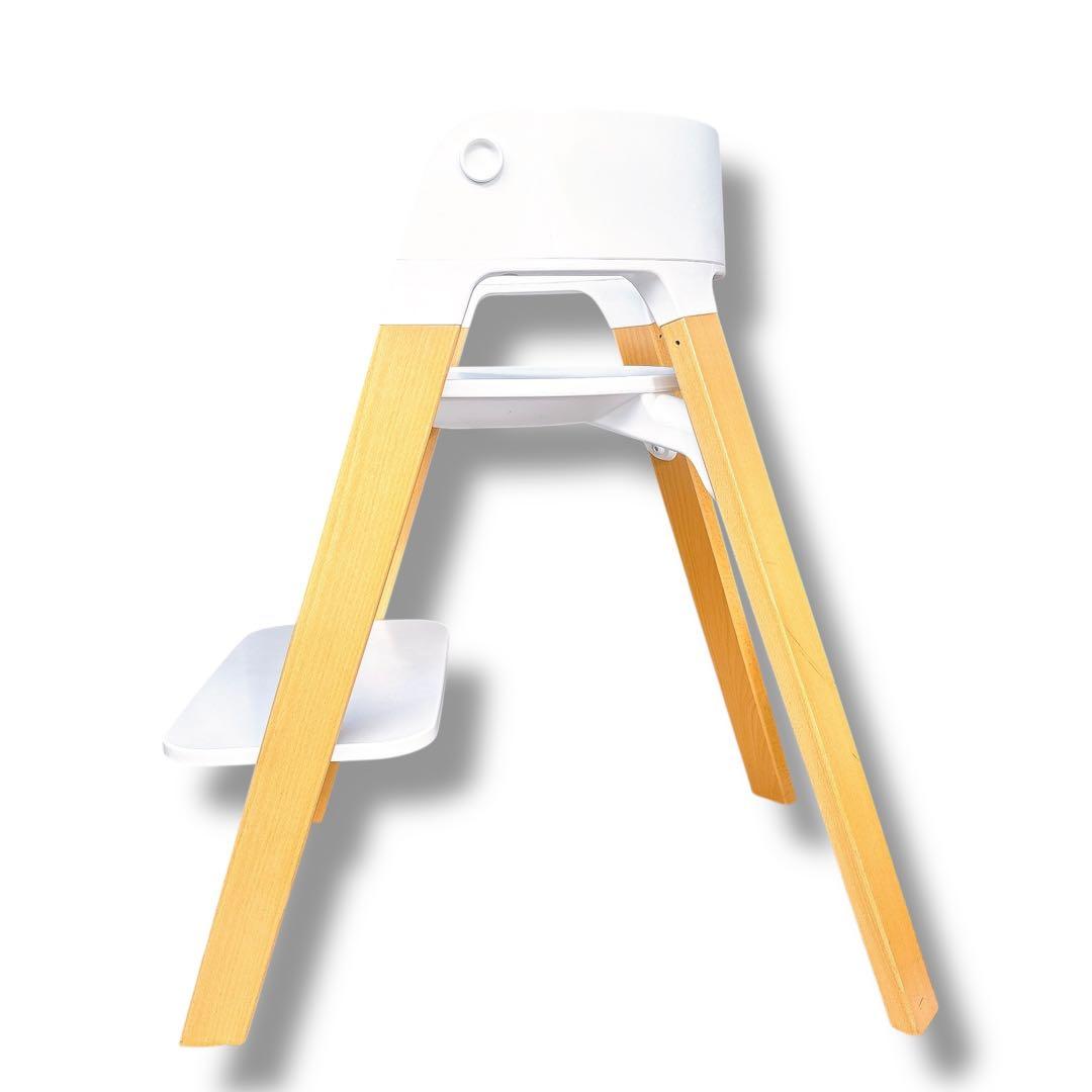 美品 ストッケ STOKKE ストッケ ステップス ハイチェア 白×木目 子供用