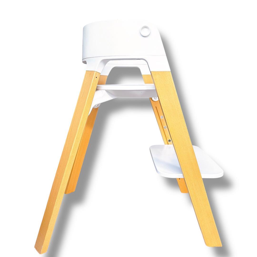 美品 ストッケ STOKKE ストッケ ステップス ハイチェア 白×木目 子供用