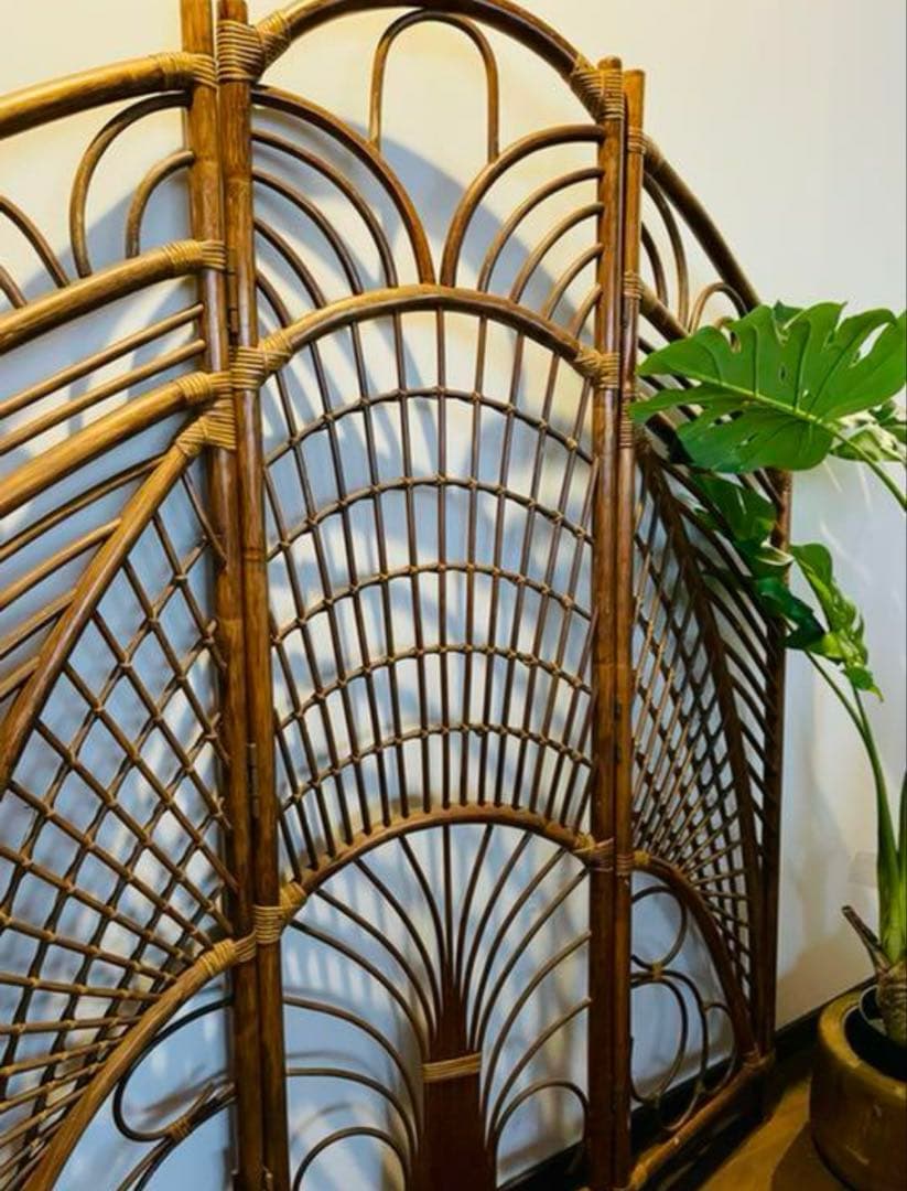 ラタン　藤　3連パーテーション