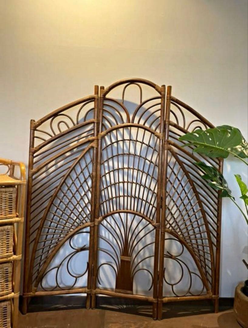 ラタン　藤　3連パーテーション