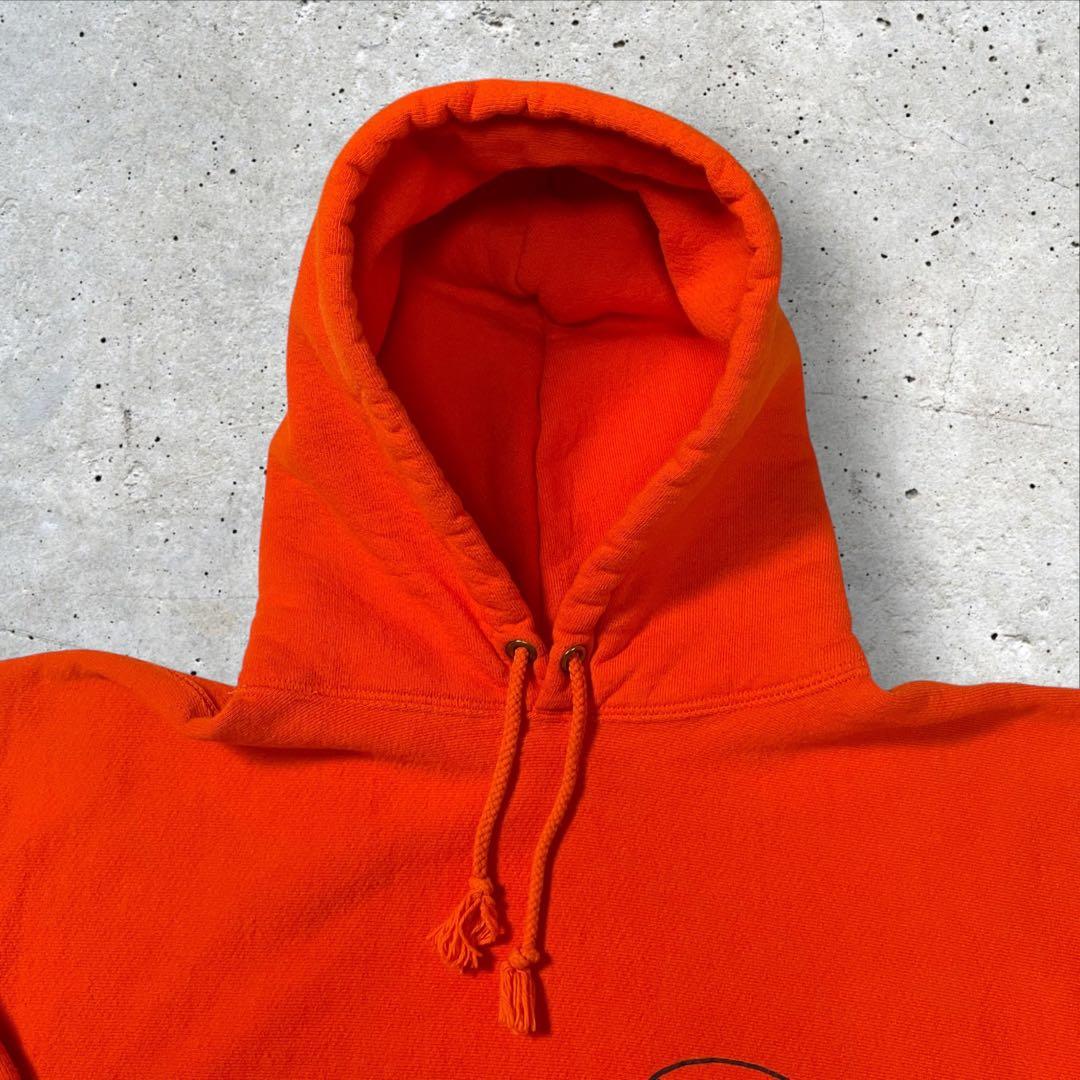 希少USA製CAMBER企業ロゴ入り肉厚プルオーバーフードスウェットXLオレンジ