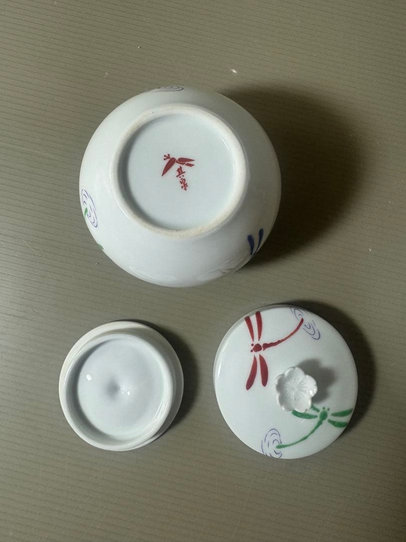2339 有田焼　其泉　蜻蜓文　蓋物