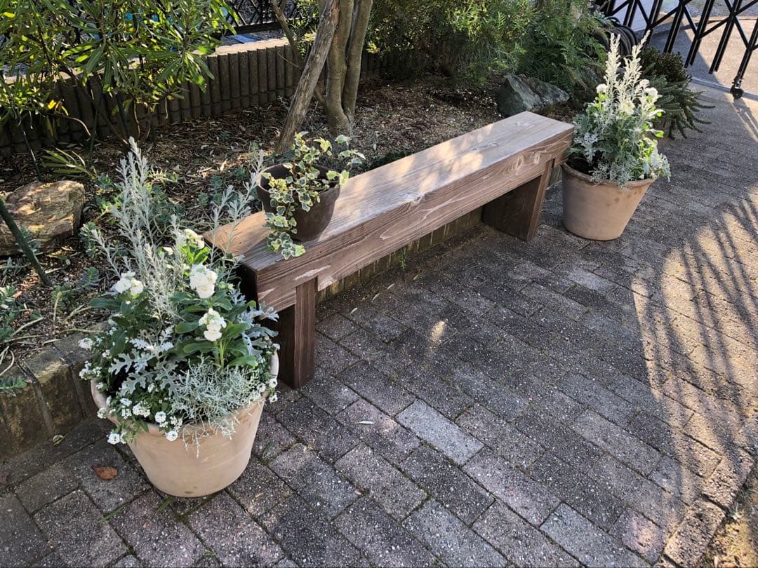 幅170cmフラワーガーデンどっしりベンチ☆防腐処理