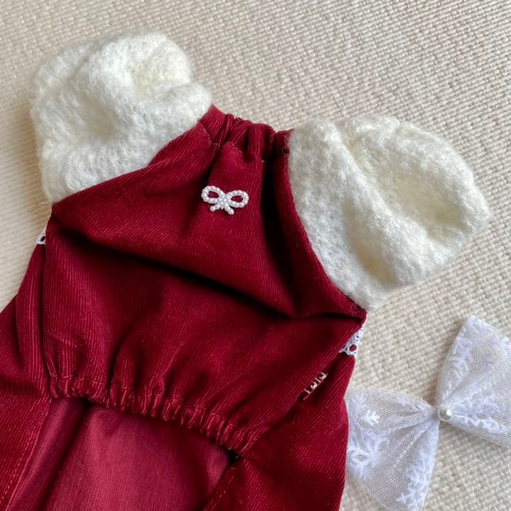 よそゆきワンピース　犬服ハンドメイド　クリスマス　犬服ワンピース　∞TuTu∞