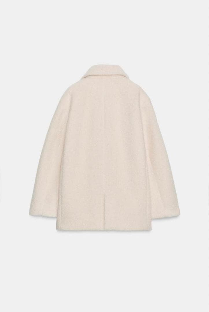 ZARA ブークレダブルブレストミディ丈コートXS