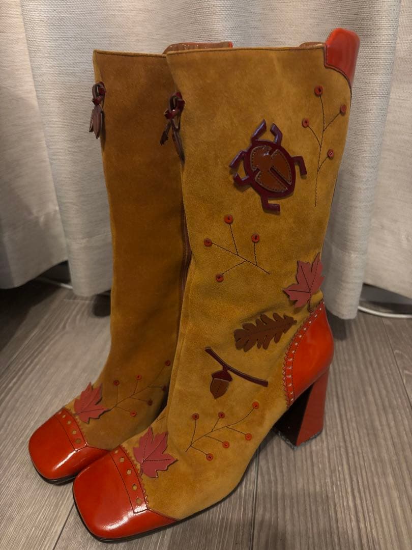 PRADA 1999年 ブーツカブトムシと落ち葉 24.5 プラダ