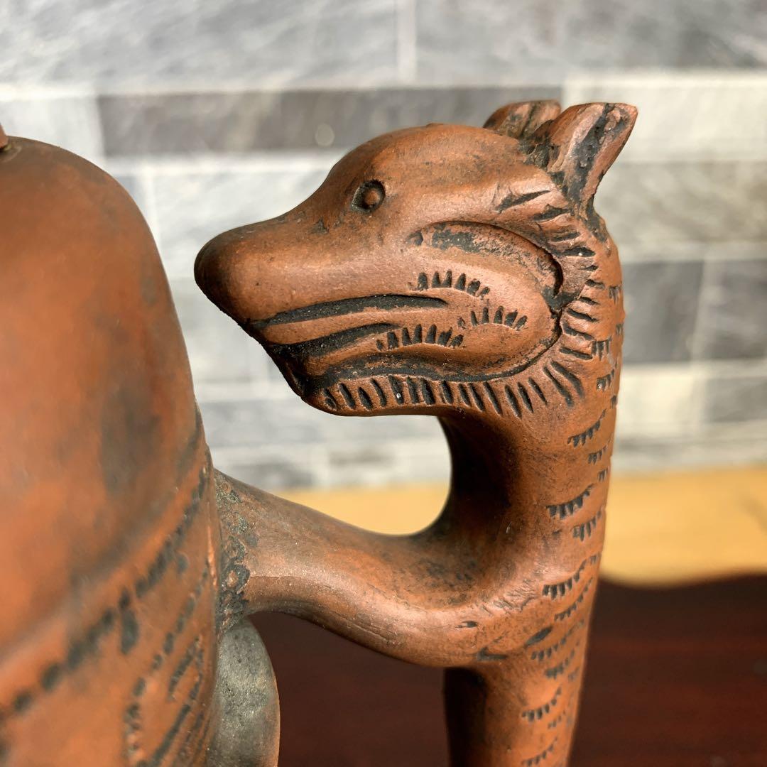 希少品　中国古美術品　茶器　宜興紫砂　陶器　急須　茶壺　お猪口付き　鳳凰　龍