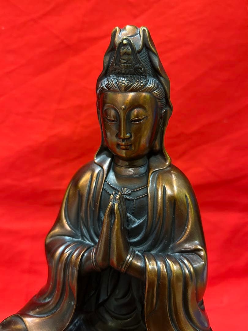 观音菩萨坐像 蓮坐台 紫銅