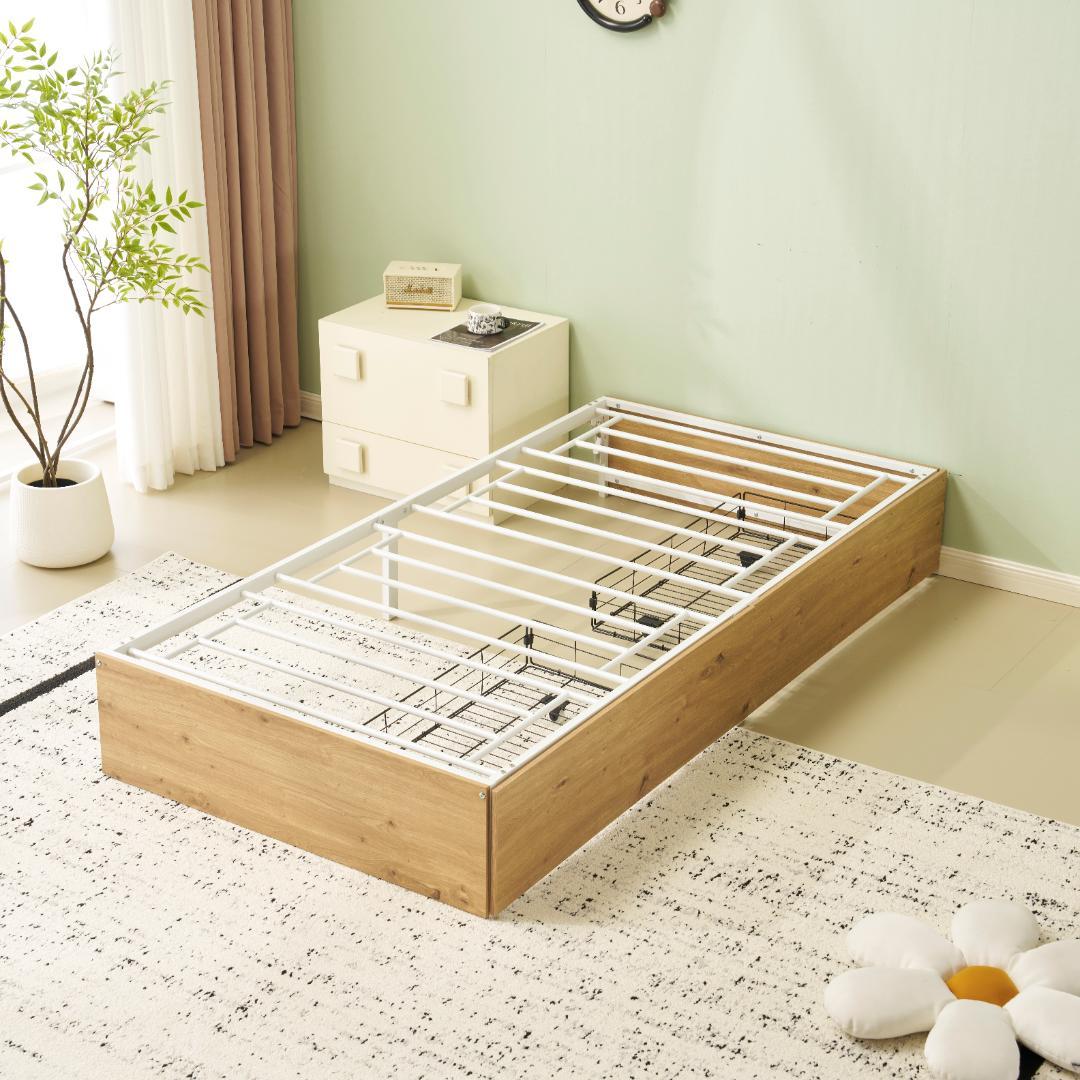 40%OFF!パイプベッドフレーム　折り畳み　引き出し付き　シングル　WHITE