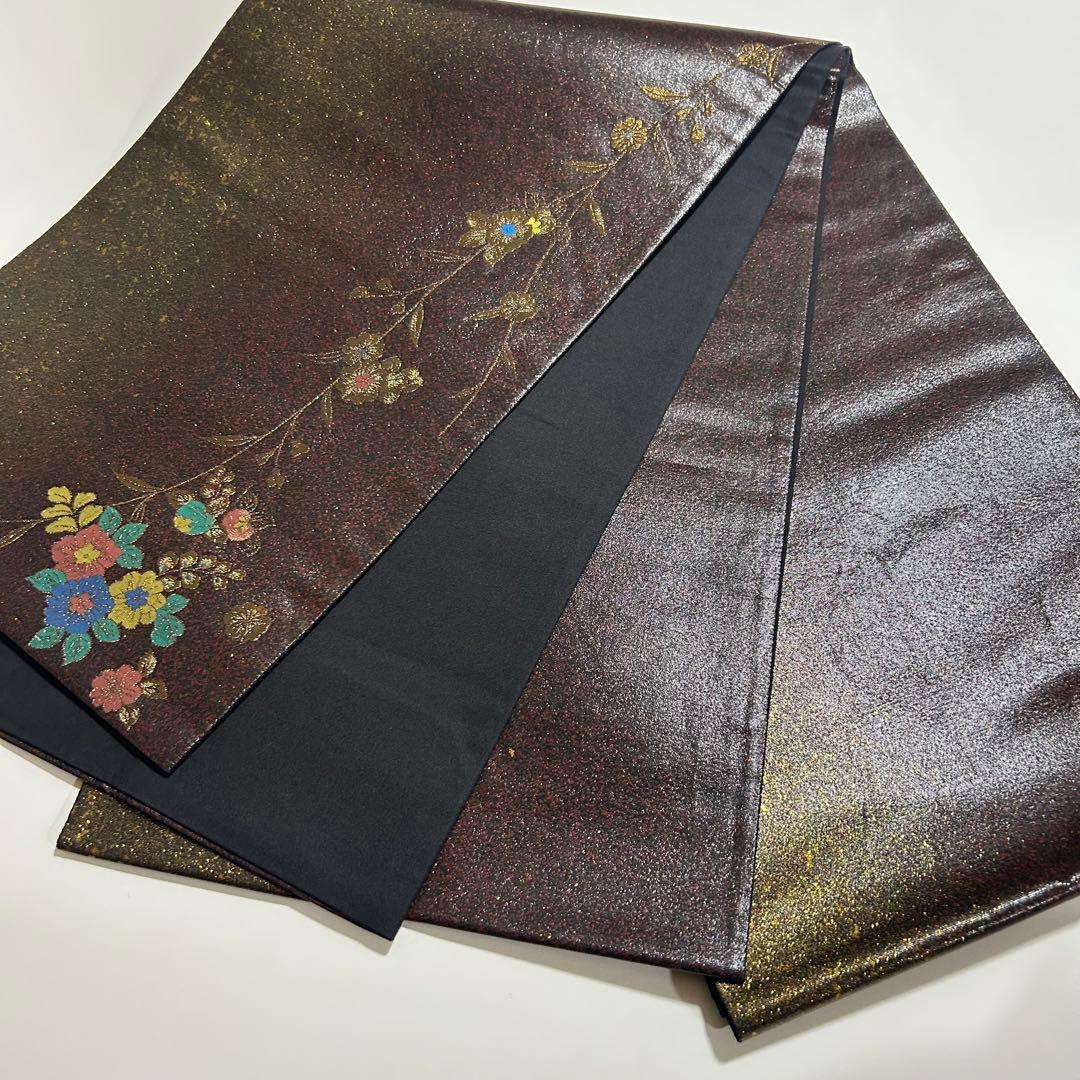 砂金　漆箔　袋帯　花柄　着物スキ倶楽部　６４１