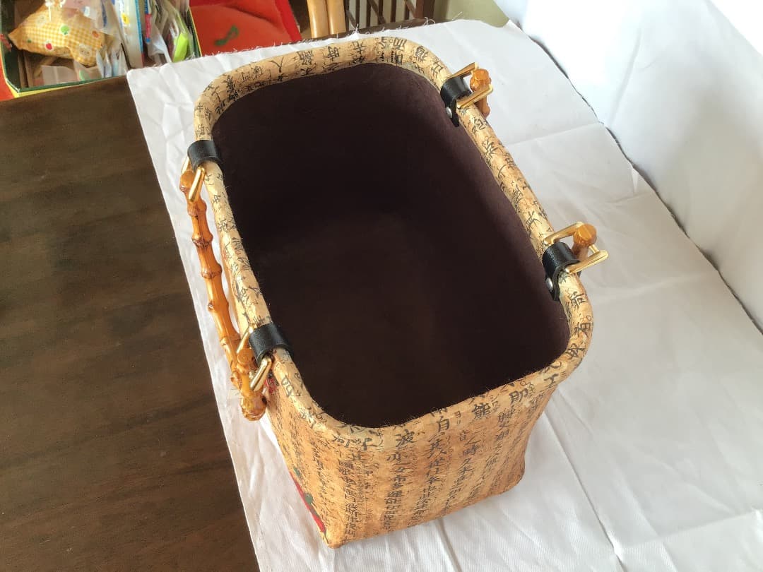 竹製手付き浮世絵かご