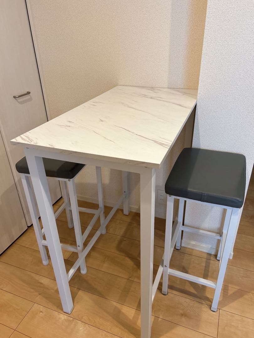 【直接取り引き限定】カウンターテーブル チェア 3点セット 大理石柄 美品