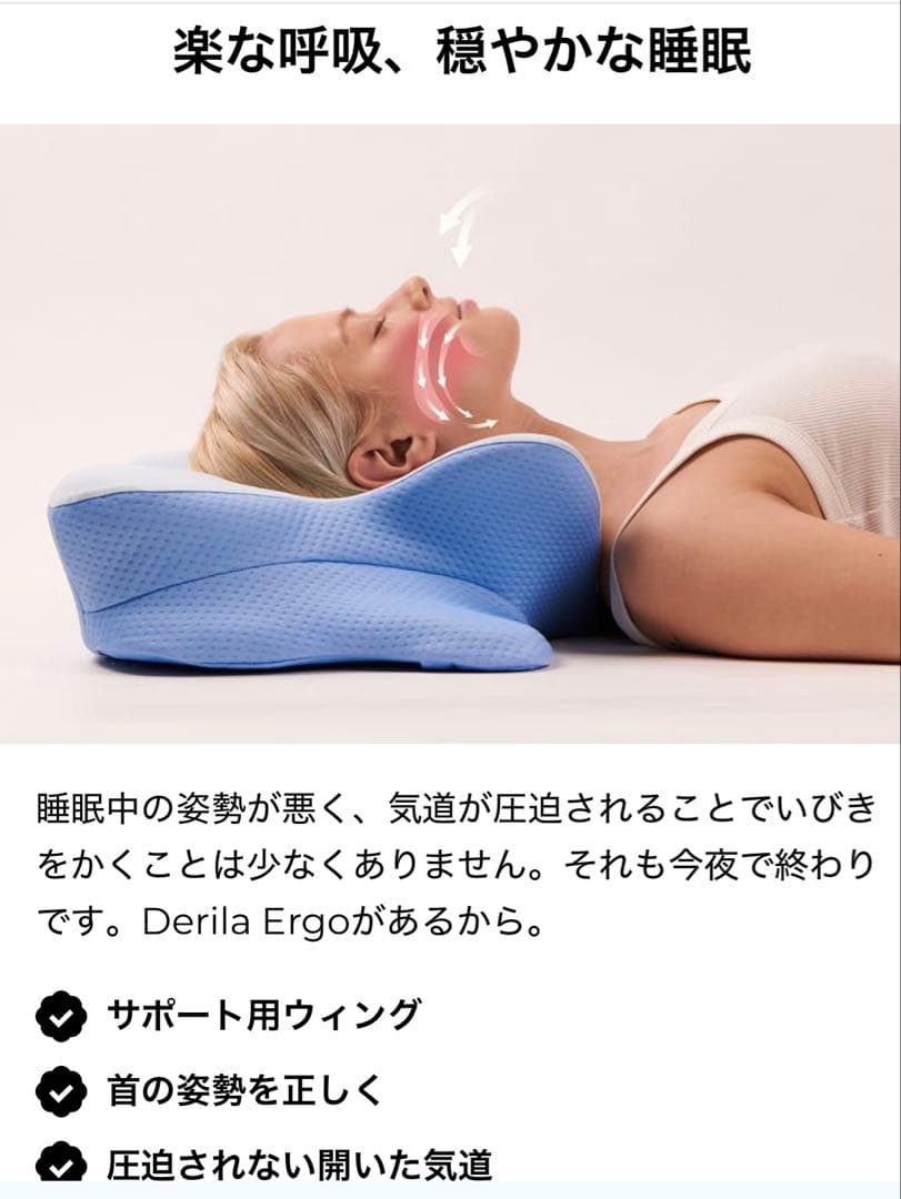 新品未開封★derila ergo 枕+カバー★枕でお悩みの方必見