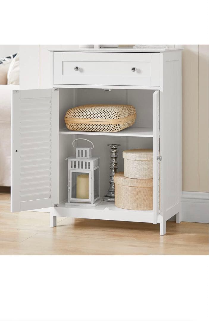 ホワイト木製ラック 引き出し付き 収納