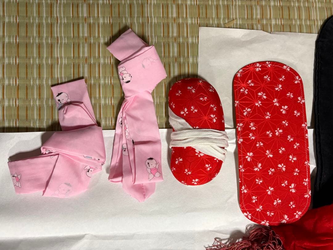 七五三 着物セット 蝶の刺繍付き　緑　7歳　女の子