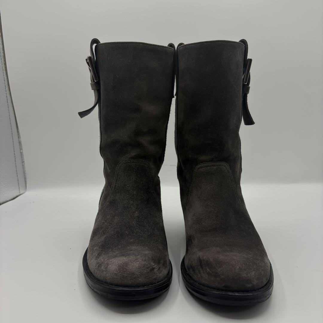 CHANEL シャネル スエード ミドルブーツ グレー 35.5（23cm）