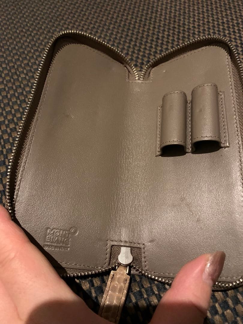 Mont Blanc モンブラン　2本差しペンケース　クロコ型押し　希少