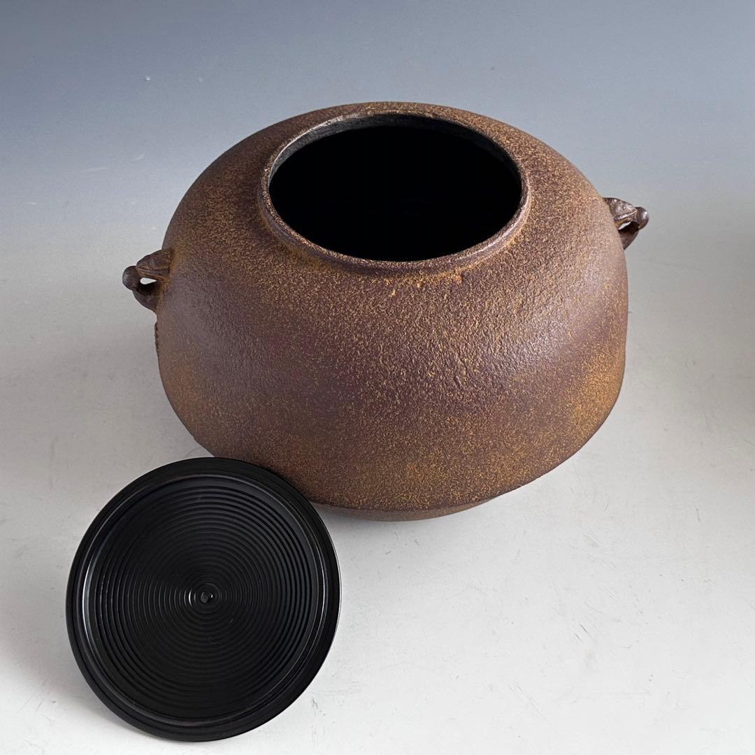 茶道具　唐銅　切掛　鬼面風炉　平丸釜添　加藤恵造　共箱　未使用　風炉　釜　稽古