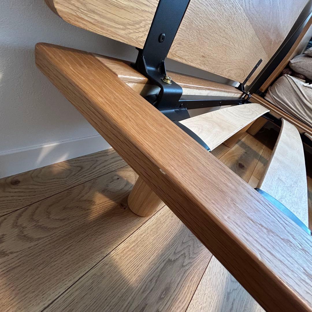 無印良品　木製ベッドフレーム シングル　オーク　脚付　ヘッドボード付　(左)