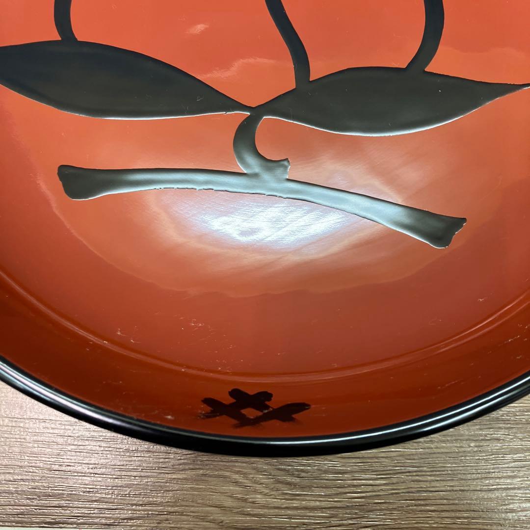 D-5 昭和レトロ 水澤本製 漆器 菓子鉢 平鉢 桃 縁起物 金彩 木製 供物台