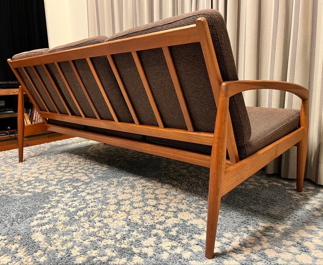 ペーパーナイフソファ　カイ クリスチャンセン　3人掛け　チーク材　宮崎椅子製作所