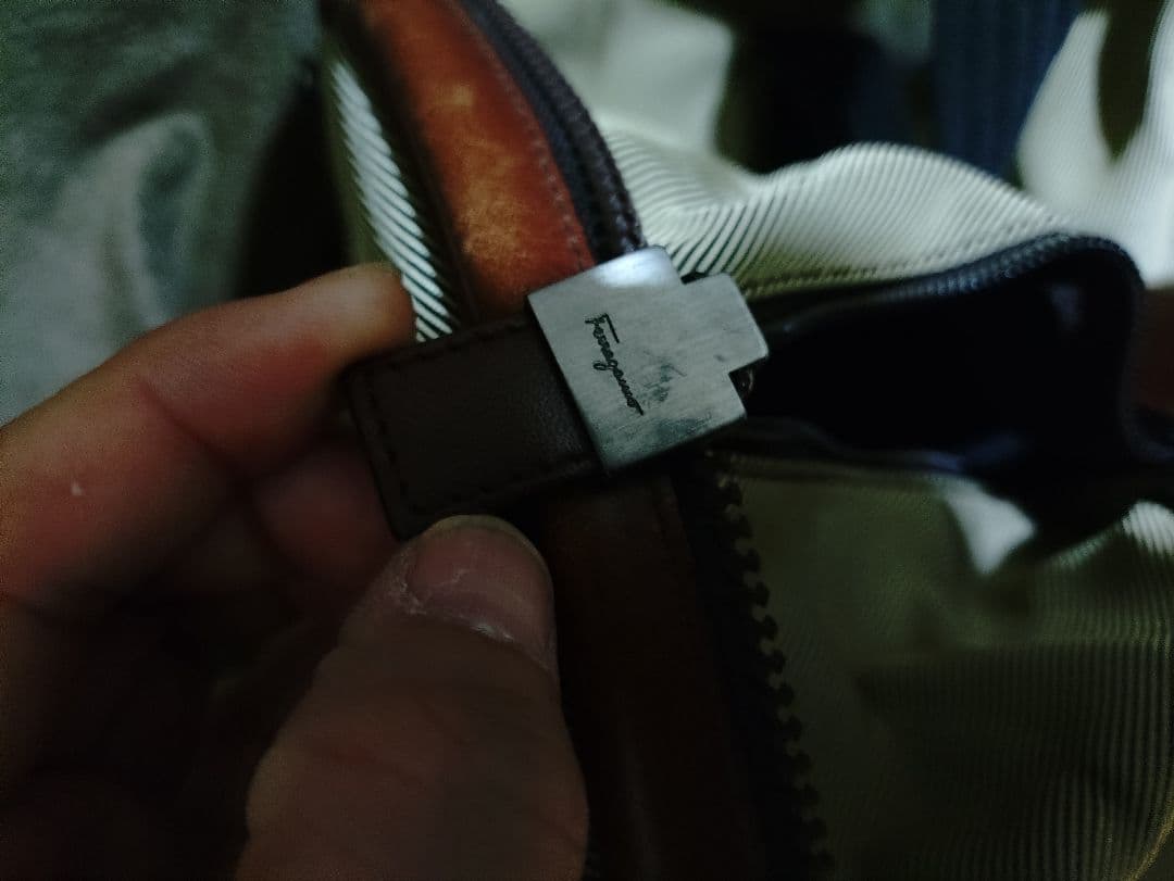 Ferragamo SPORT 展開式ボストンバッグ ナイロン×本革 レア色