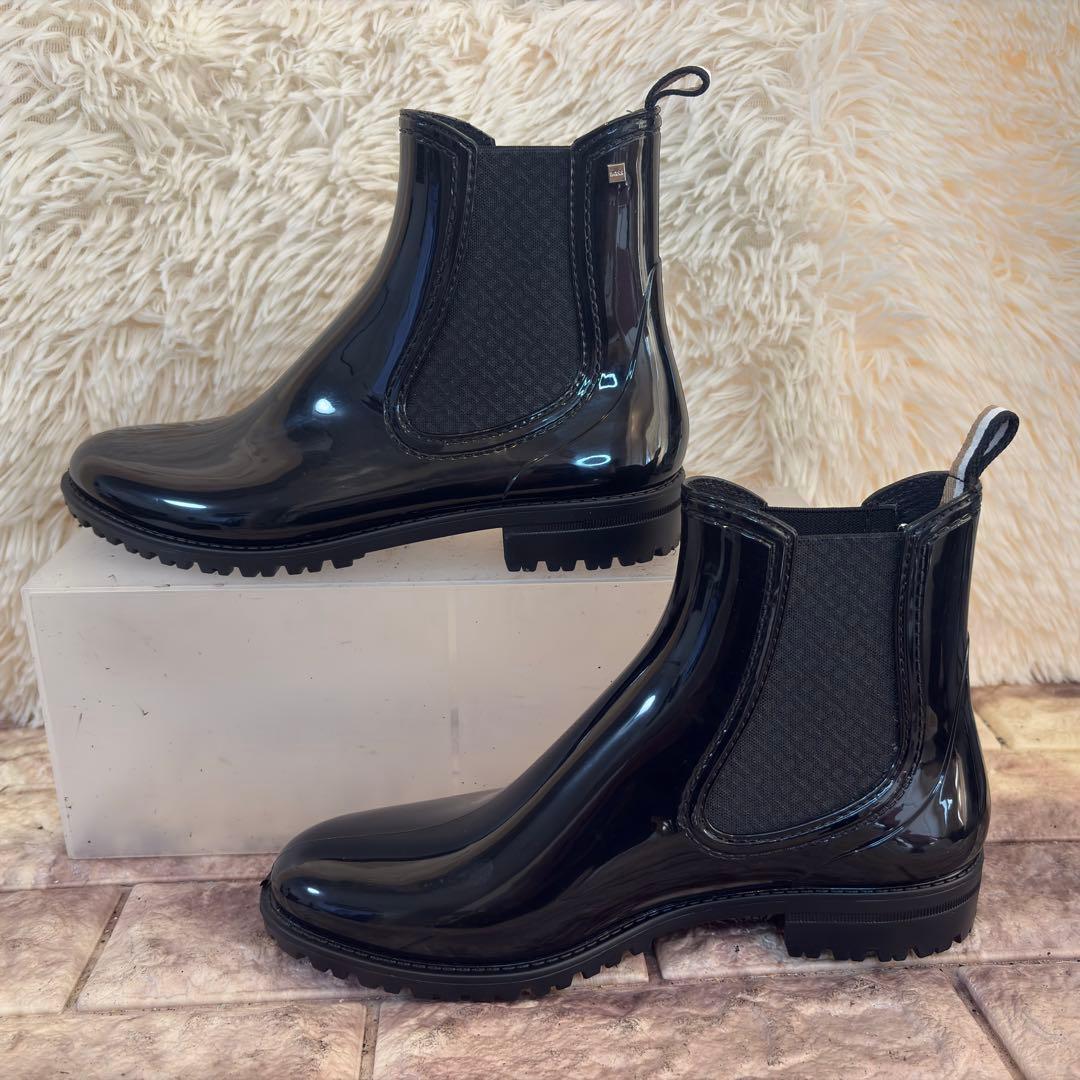 新品　HUGO BOSS グロッシー チェルシースタイル レインブーツ　23.5