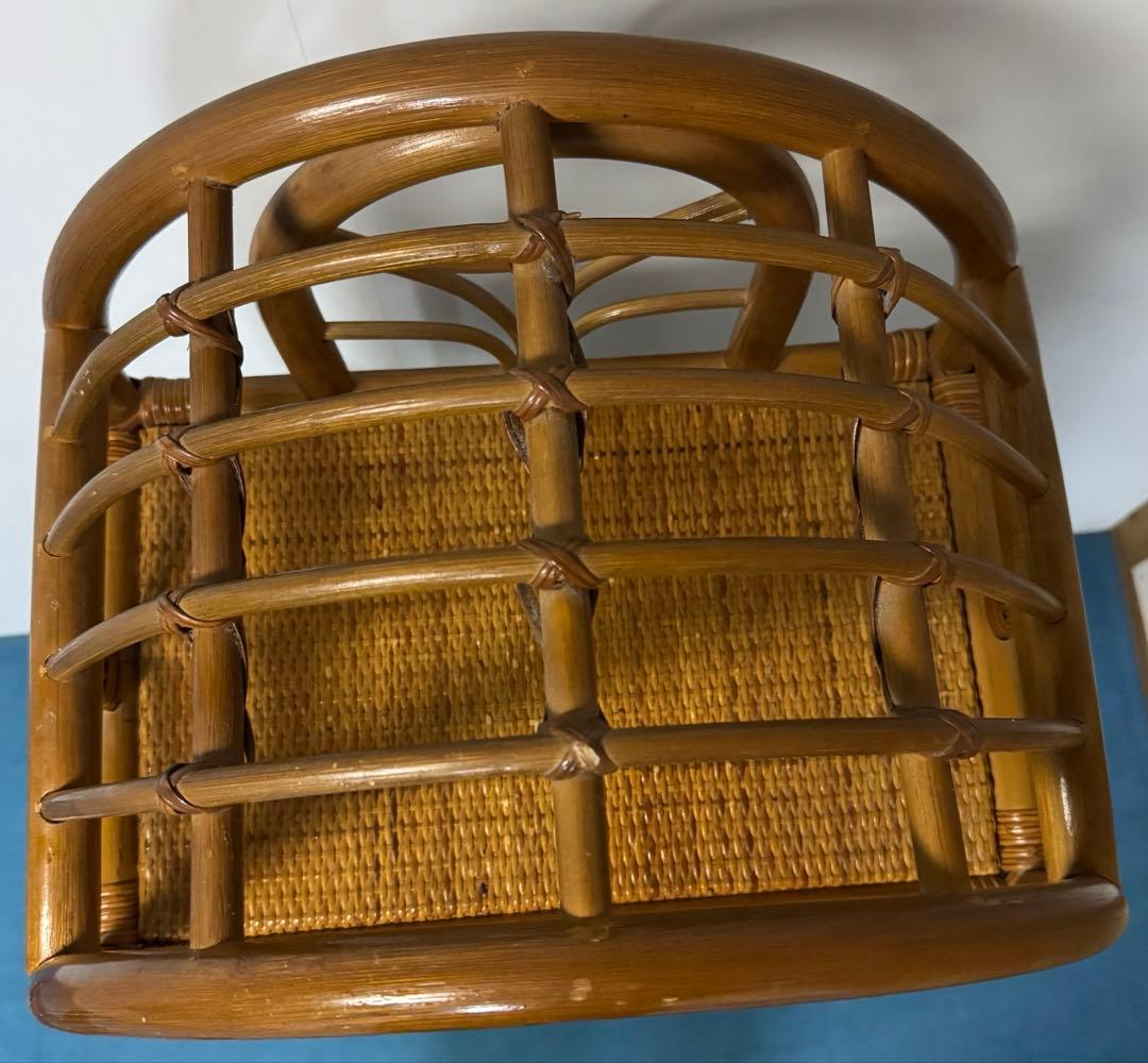 も*り様 ヴィンテージ　ラタンディスプレイラック　引き出し付き3段飾り棚　籐家具