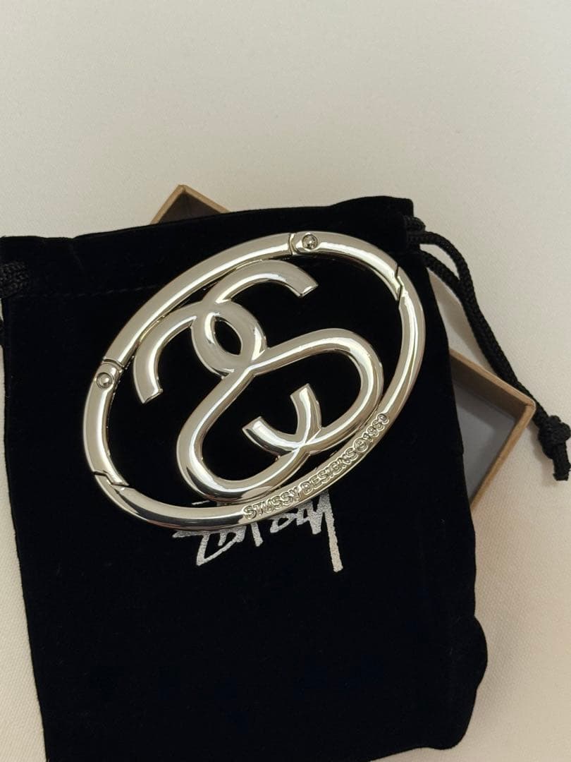小物 Stussy SS LINK CARABINER Silver
