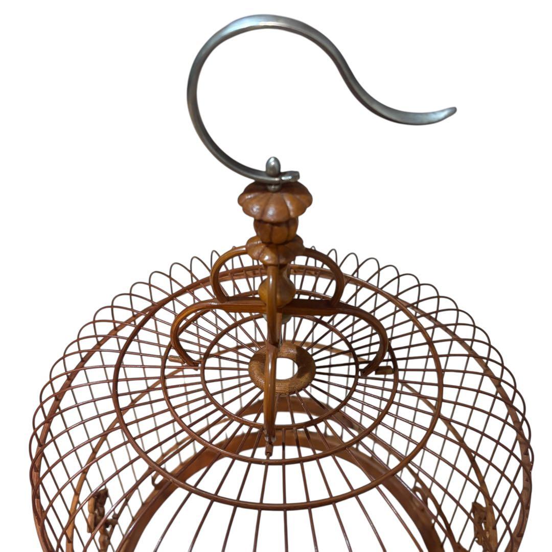 香港 竹製 鳥かご アンティーク 文鳥 止まり木付 鳥籠 中国 セット