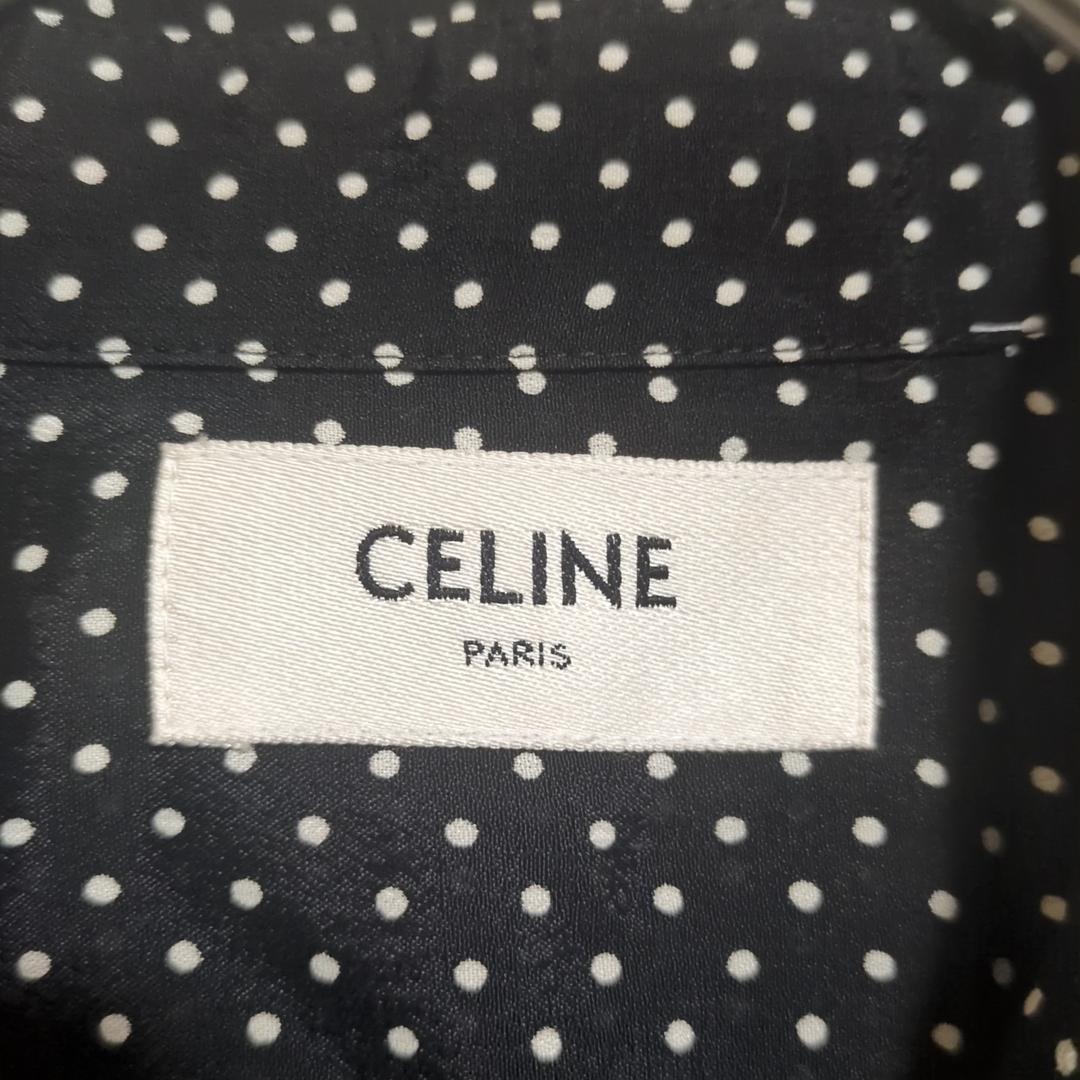 美品　セリーヌ　長袖シャツ　黒　ブラウス　フィービー期　ドット柄　サイズ36