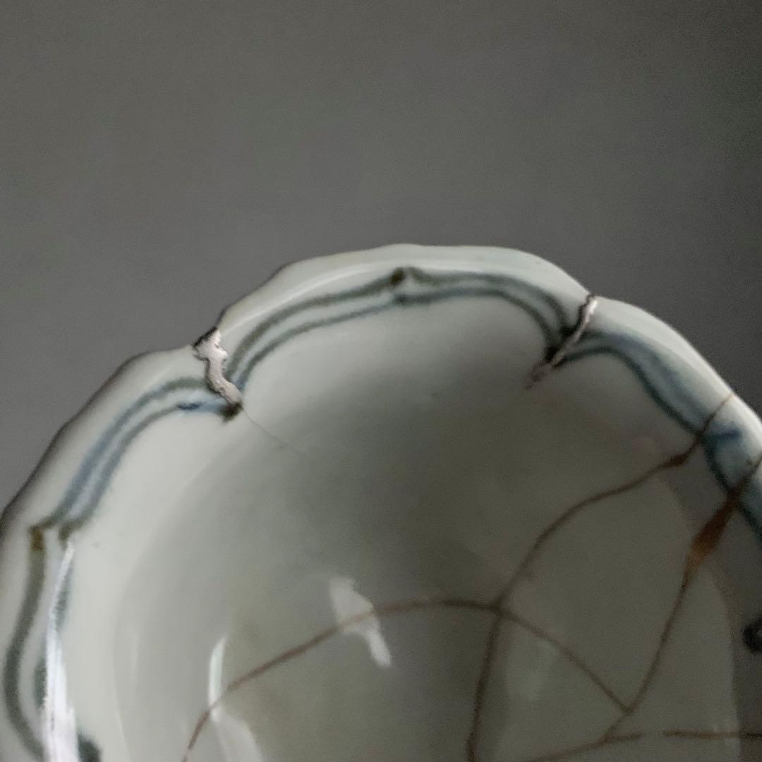 呉須 鉄釉 輪花 盃 伊万里 18世紀？古道具 古美術 アンティーク