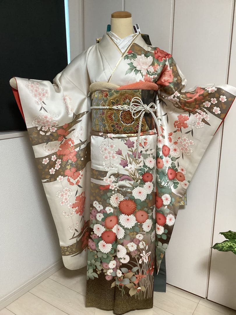 清楚な古典 正絹振袖 ❁⃘*.゜買い足し無しのフルセット 草履バッグ 身丈162