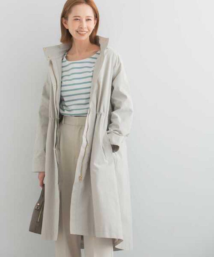 yosk123　微光沢ウエストギャザー2WAYフードコート定価2.2万円