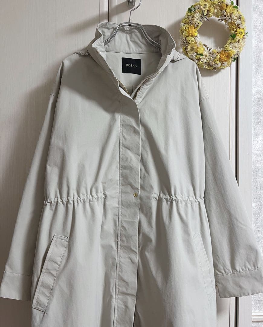 yosk123　微光沢ウエストギャザー2WAYフードコート定価2.2万円