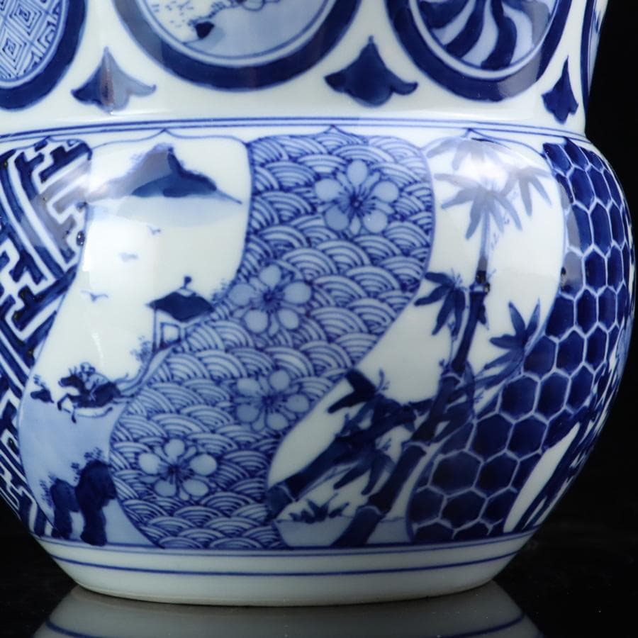 Y2904-4 茶道具 平安 春峰造 祥瑞丸文水指 共箱　　#14