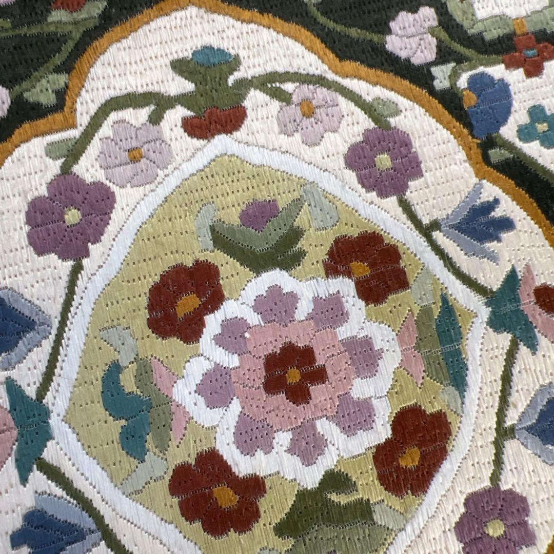 袋帯　華紋　絽刺し　唐花　唐草　氷割れ　金通し　着物　021a d