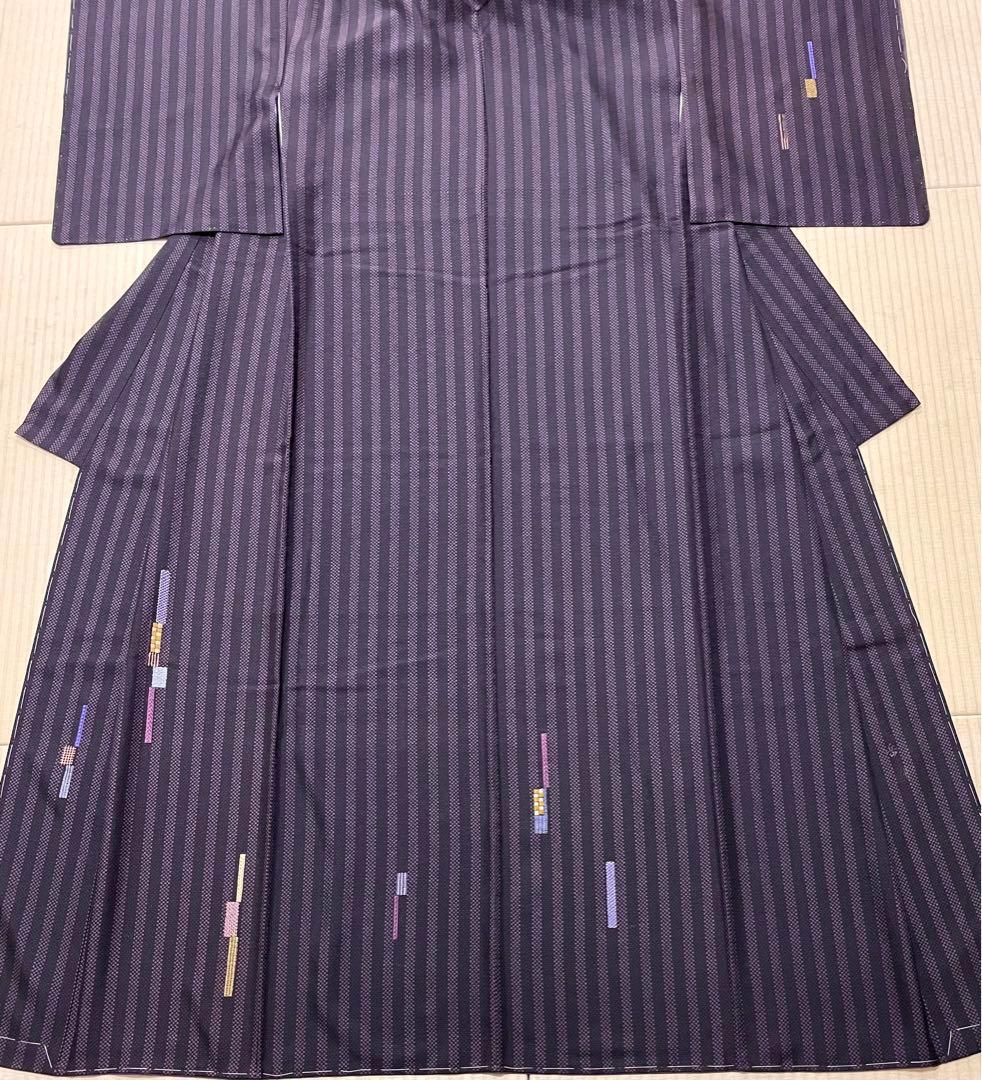 花織紬 作家物 刺繍 付け下げ 紋なし ガード加工 証紙 トールサイズ