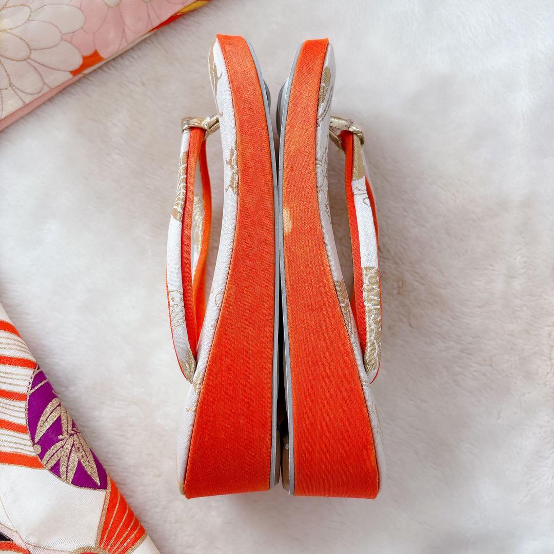 七五三　7歳　四つ身　子供着物　作り帯　女の子　長襦袢　フルセット　オレンジ